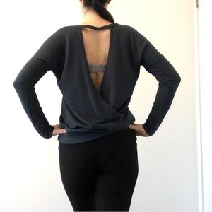 NWOT Noisy May knit top open back gray oversized S loungewear comfy cozy casual